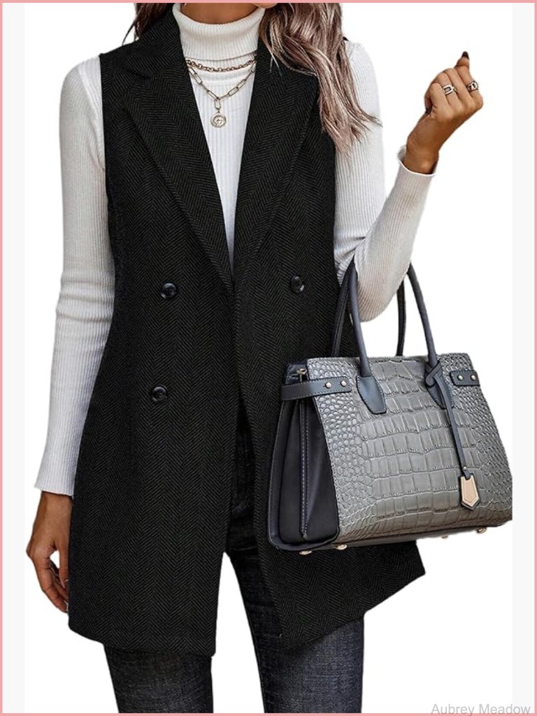Sleeveless Long Vest Blazer Cardigan Women Office Business Casual Fall Outerwear